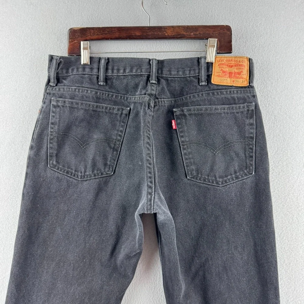 Levis Jeans Mens 36x34 (Fits 35x29) Black Denim 517 Bootcut